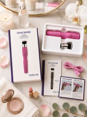 Michael Todd SONICBLEND Sonic Makeup Brush Pink NEW Tested Complete Box